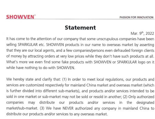 Statement about SHOWVEN products supply