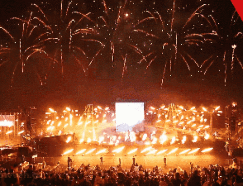 New Year Fireworks Show at sky theater gif